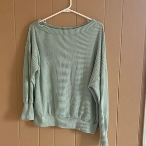 Chic Off-the-Shoulder Mint Sweater
